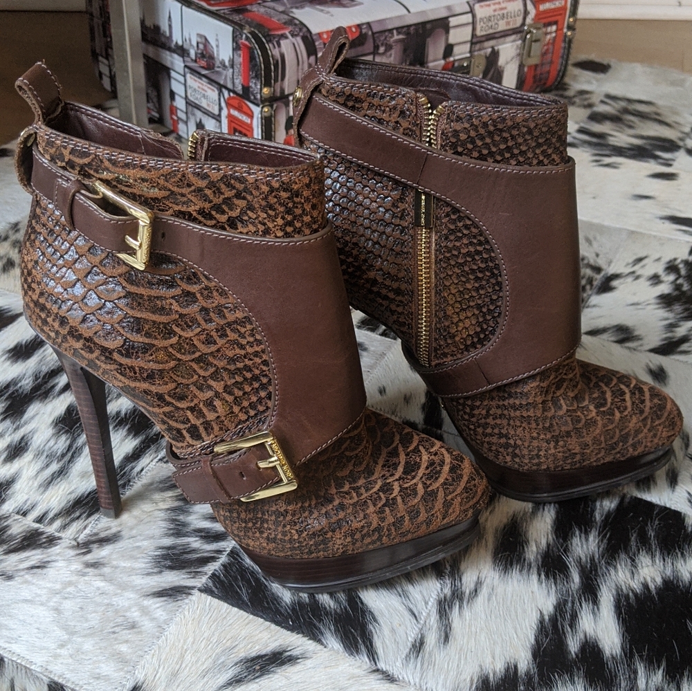 Michael Kors Snakeskin Brown Leather